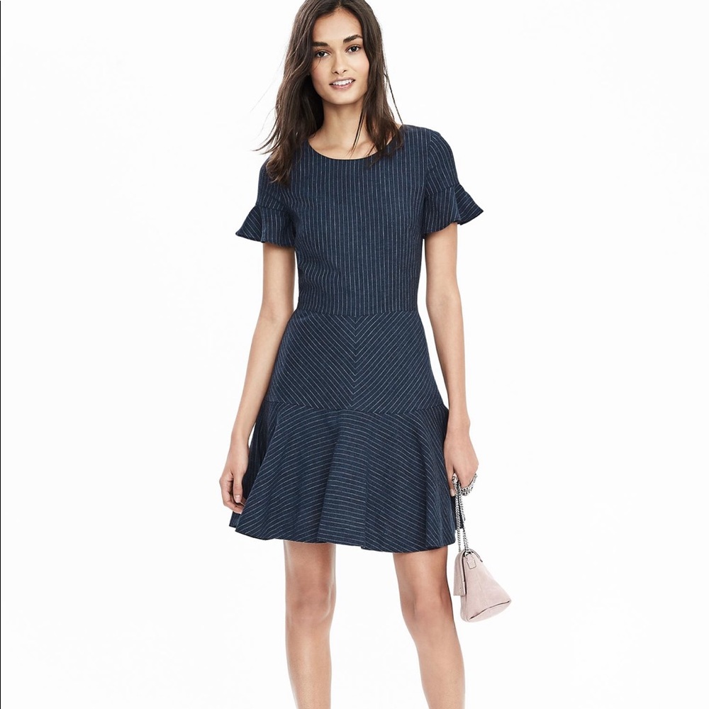 Banana Republic pin stripe flutter  mini dress